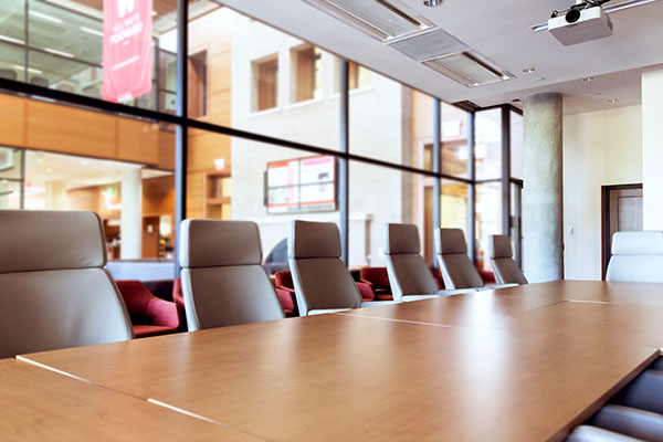 A picture of an empty conference room.