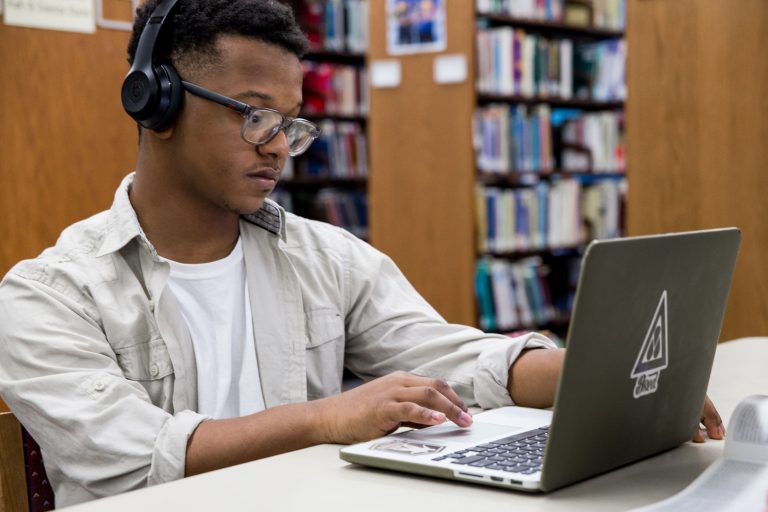 Student at laptop image