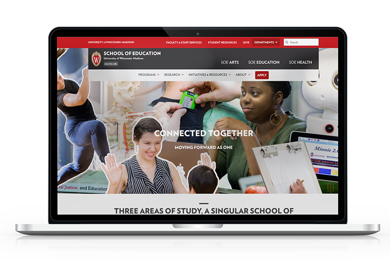 School of Education website previewed on laptop.