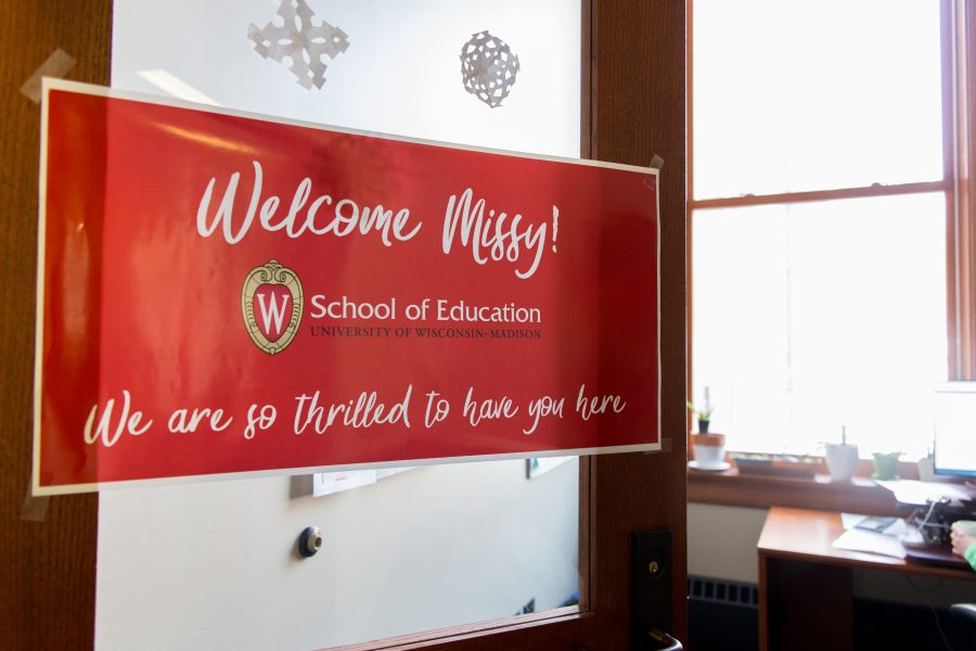 Welcome sign for new School of Education employee