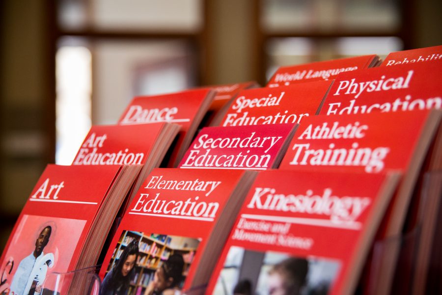 Red pamphlets on Undergraduate majors in SOE.